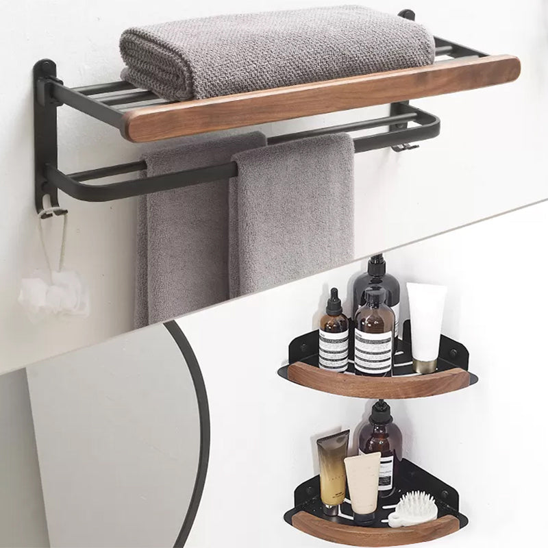 Modern Bathroom Accessory Kit Aluminum & Wood Bath Hardware Set