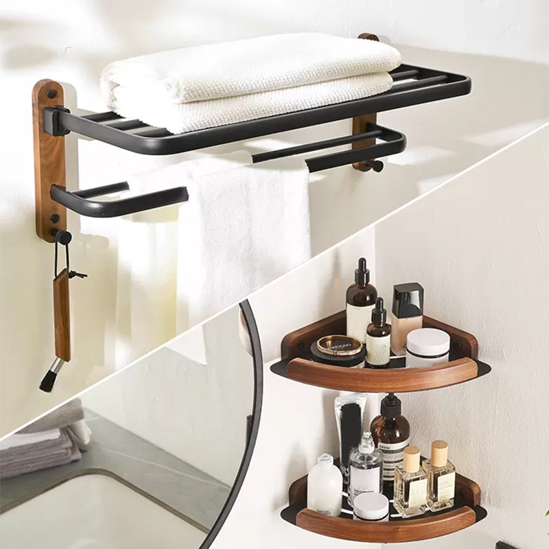 Modern Bathroom Accessory Kit Aluminum & Wood Bath Hardware Set