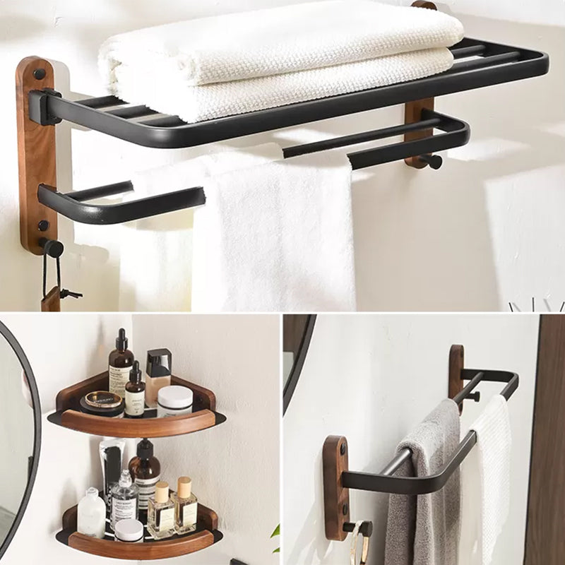 Modern Bathroom Accessory Kit Aluminum & Wood Bath Hardware Set