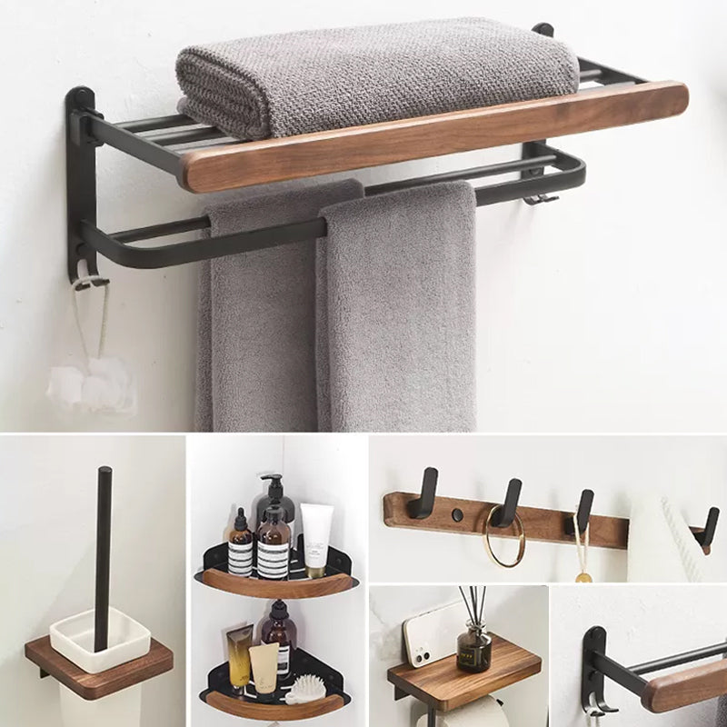 Modern Bathroom Accessory Kit Aluminum & Wood Bath Hardware Set