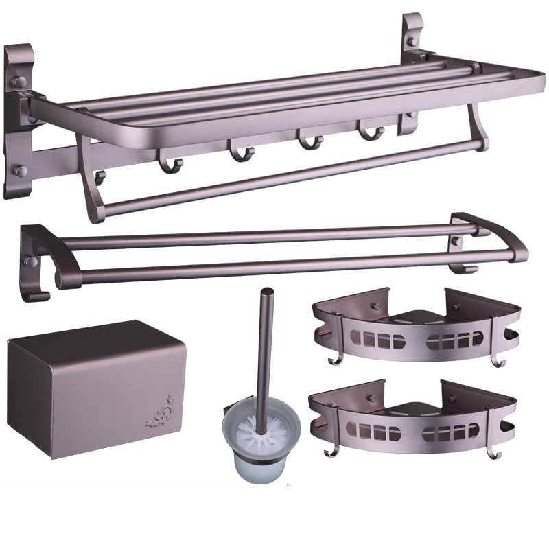 6-Piece Modern Bath Hardware Set in Aluminum with Towel Bar/Paper Holder