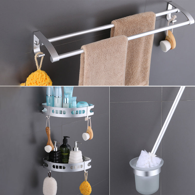 6-Piece Modern Bath Hardware Set in Aluminum with Towel Bar/Paper Holder