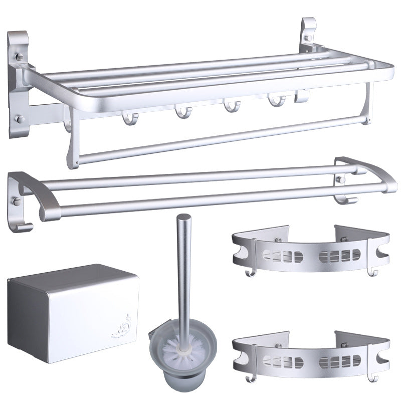 6-Piece Modern Bath Hardware Set in Aluminum with Towel Bar/Paper Holder