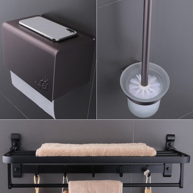 6-Piece Modern Bath Hardware Set in Aluminum with Towel Bar/Paper Holder