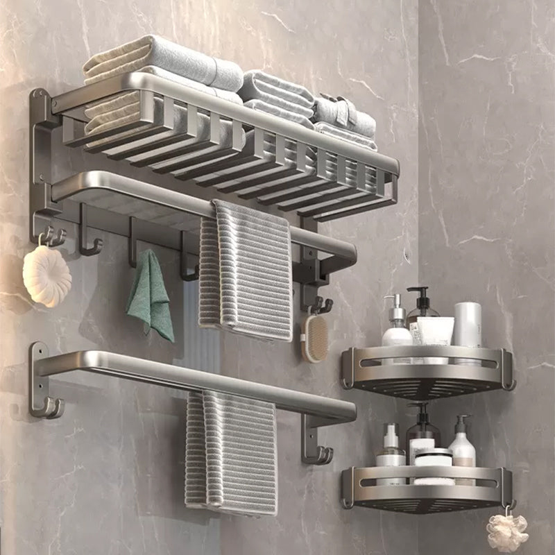 Modern Bath Hardware Set Grey Bath Shelf Paper Holder Bathroom Accessory Kit