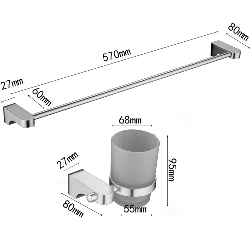 6-Piece Chrome Bathroom Accessory as Individual or as a Set with Towel Ring Bar