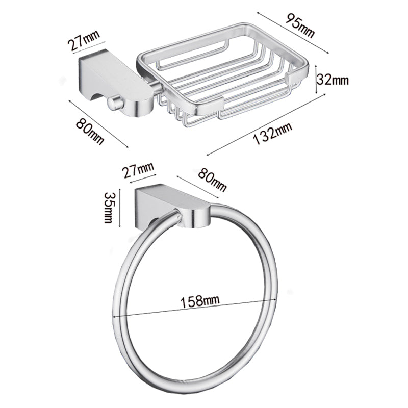 6-Piece Chrome Bathroom Accessory as Individual or as a Set with Towel Ring Bar