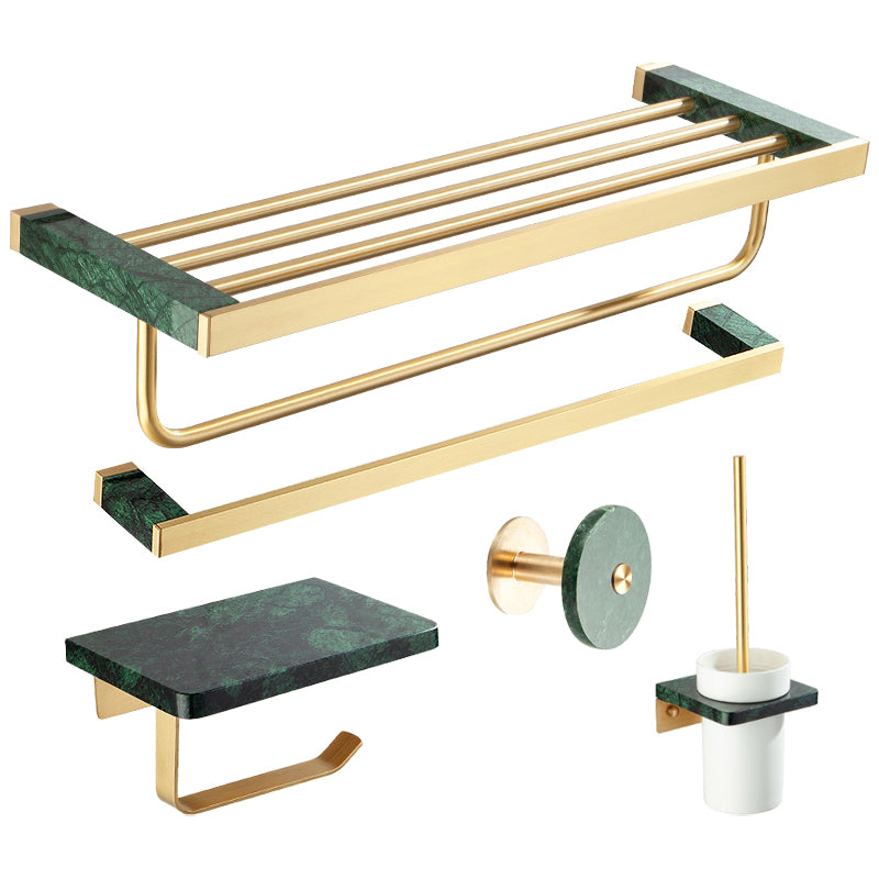 Golden Bath Hardware Set Brass& Marble Bathroom Accessory Kit