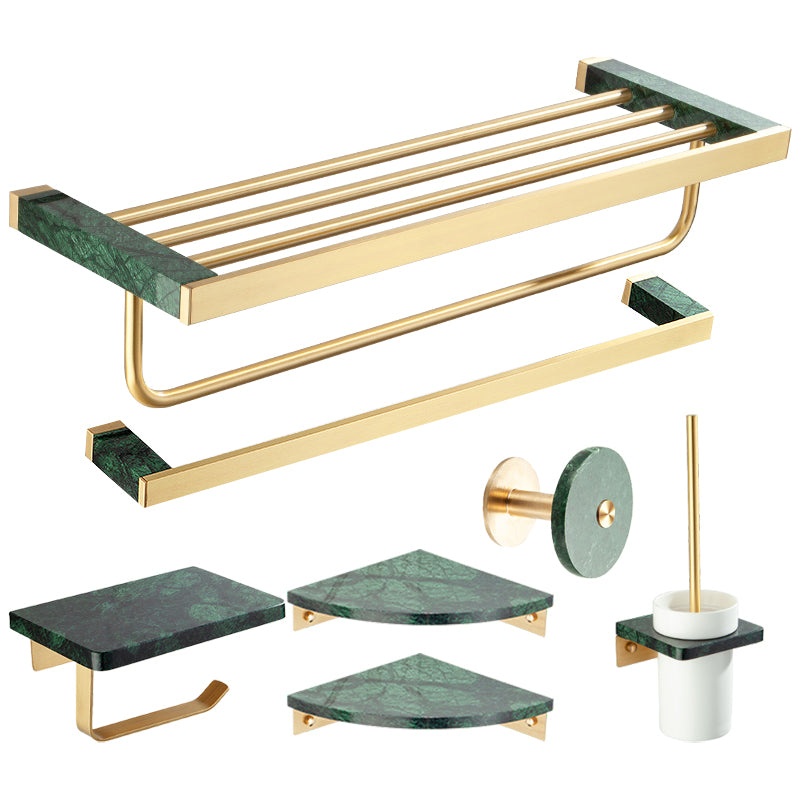 Golden Bath Hardware Set Brass& Marble Bathroom Accessory Kit