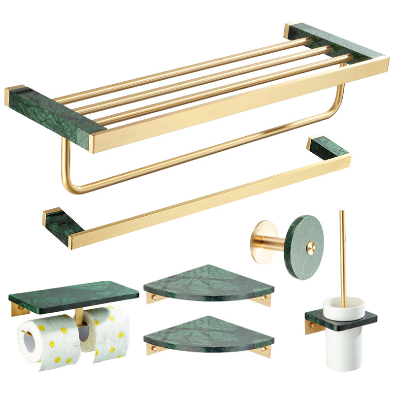 Golden Bath Hardware Set Brass& Marble Bathroom Accessory Kit