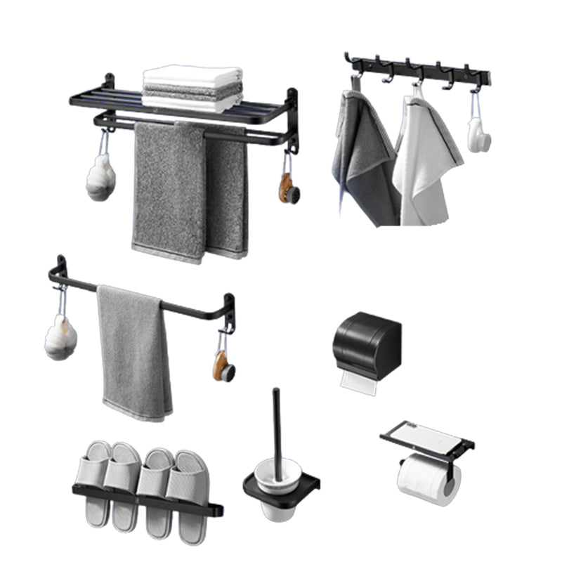 Matte Black Contemporary Bathroom Accessory Set with Bath Shelf & Towel Bar