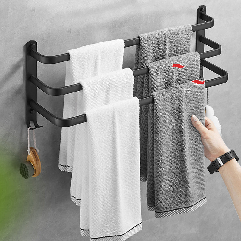 Matte Black Contemporary Bathroom Accessory Set with Bath Shelf & Towel Bar