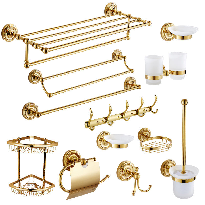 Traditional Golden Bath Hardware Set Copper Bathroom Accessory Kit