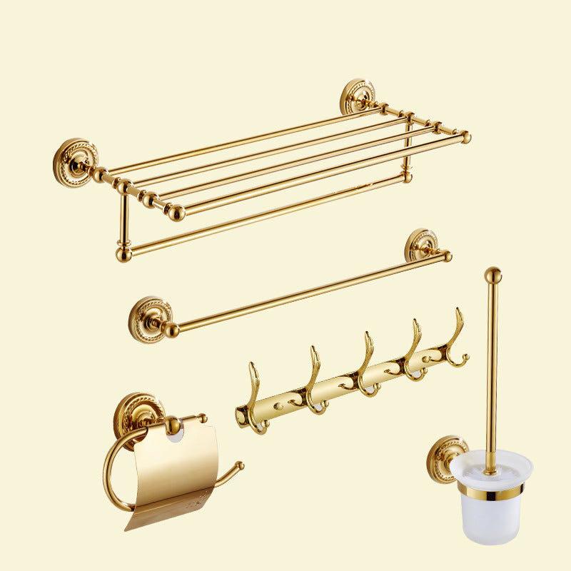 Traditional Golden Bath Hardware Set Copper Bathroom Accessory Kit