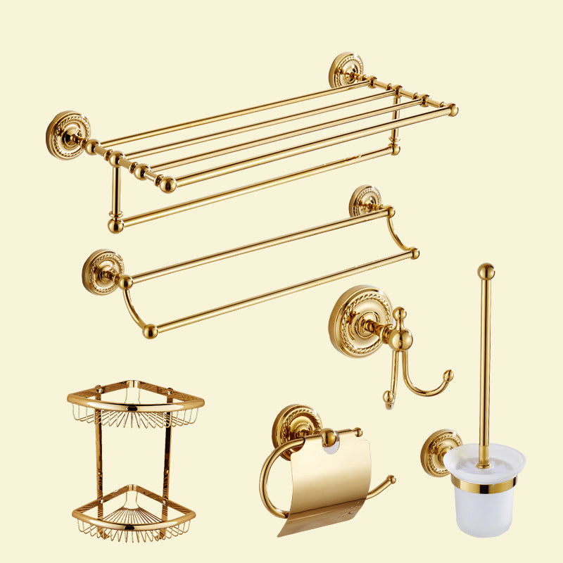 Traditional Golden Bath Hardware Set Copper Bathroom Accessory Kit