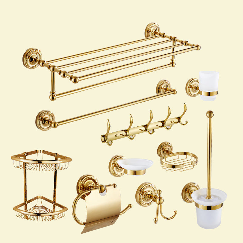 Traditional Golden Bath Hardware Set Copper Bathroom Accessory Kit