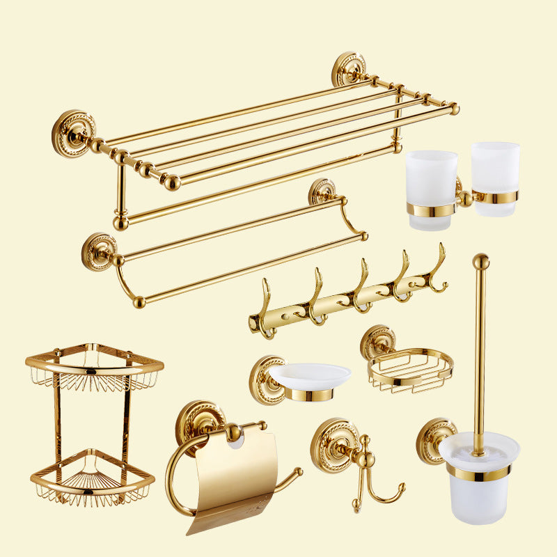 Traditional Golden Bath Hardware Set Copper Bathroom Accessory Kit