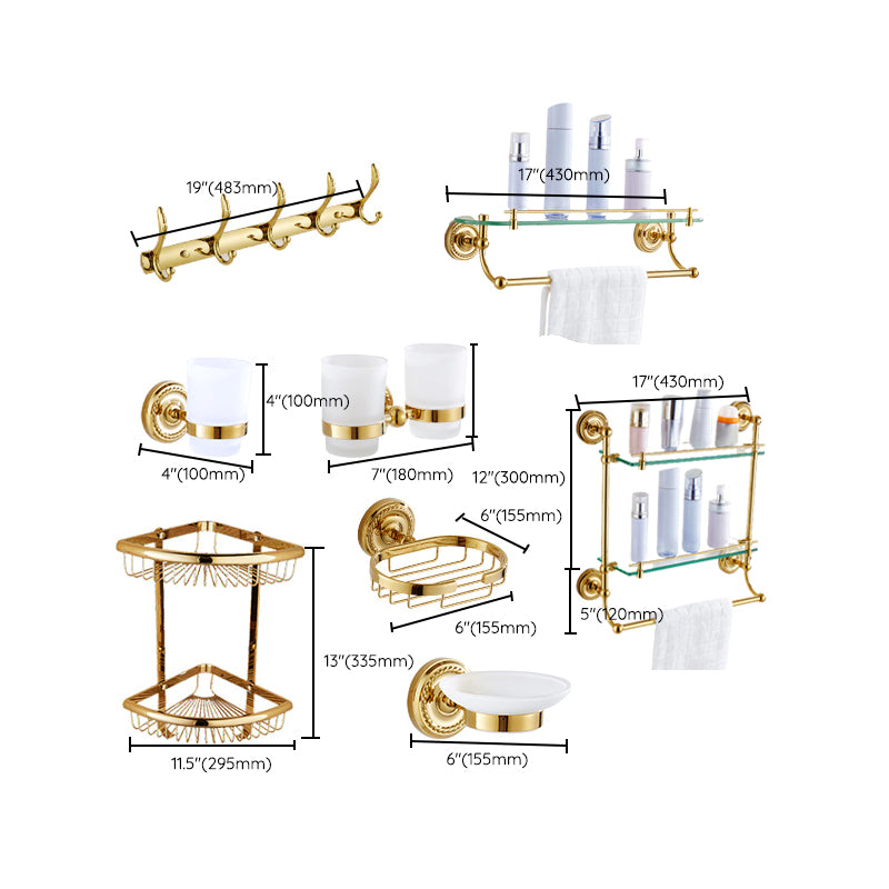 Traditional Golden Bath Hardware Set Copper Bathroom Accessory Kit