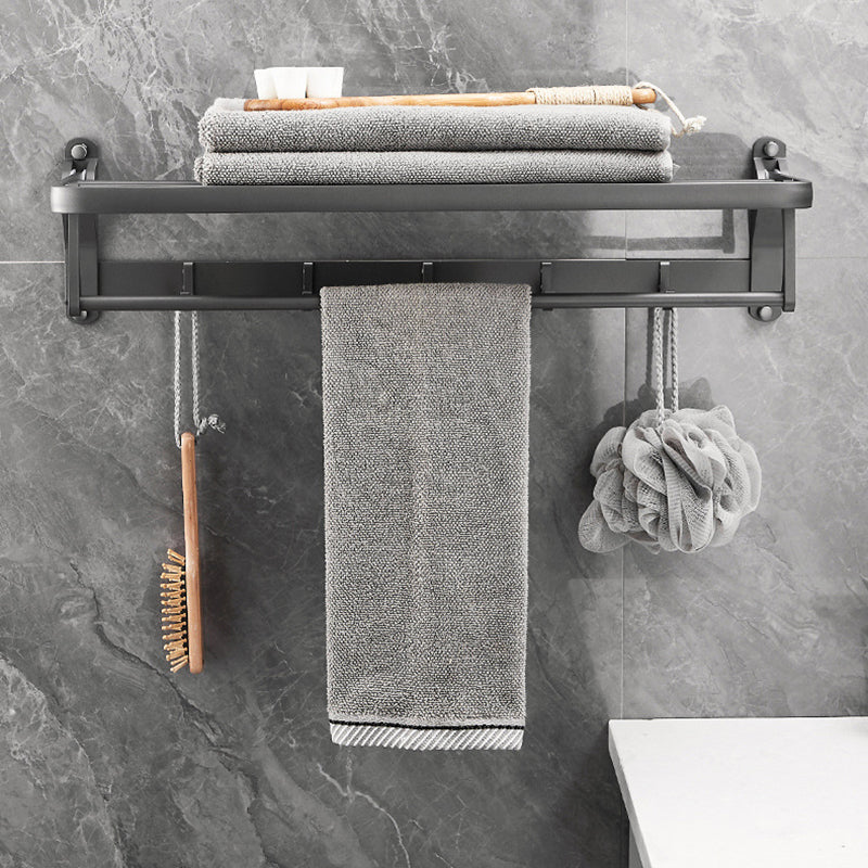 Gray 6/7-Piece Modern Bathroom Accessory Set Bath Shelf/Robe Hooks/Towel Bar Included