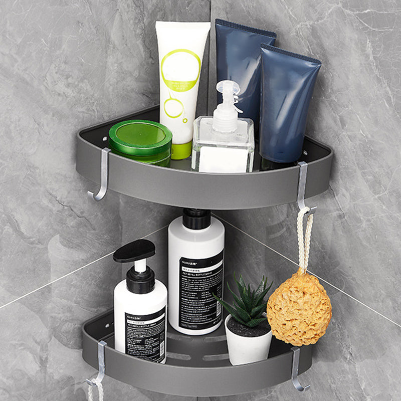 Gray 6/7-Piece Modern Bathroom Accessory Set Bath Shelf/Robe Hooks/Towel Bar Included