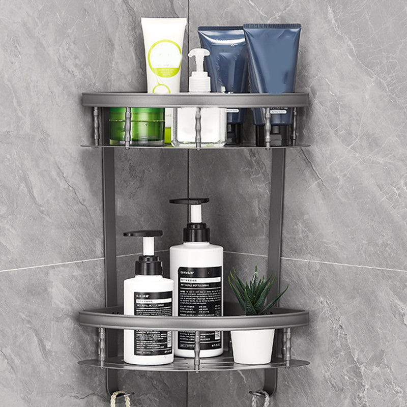 Gray 6/7-Piece Modern Bathroom Accessory Set Bath Shelf/Robe Hooks/Towel Bar Included