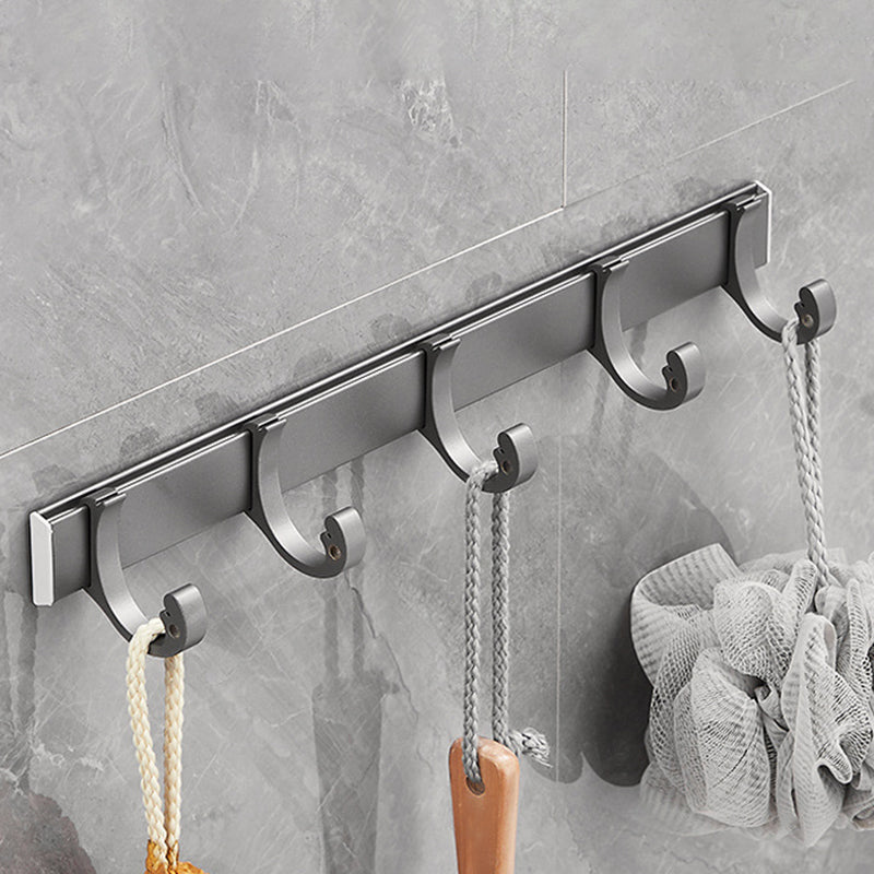 Gray 6/7-Piece Modern Bathroom Accessory Set Bath Shelf/Robe Hooks/Towel Bar Included