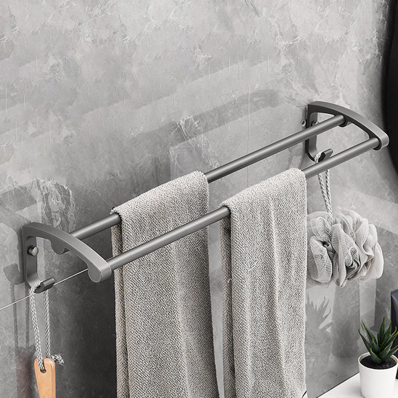 Gray 6/7-Piece Modern Bathroom Accessory Set Bath Shelf/Robe Hooks/Towel Bar Included