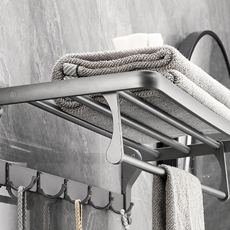 Gray 6/7-Piece Modern Bathroom Accessory Set Bath Shelf/Robe Hooks/Towel Bar Included