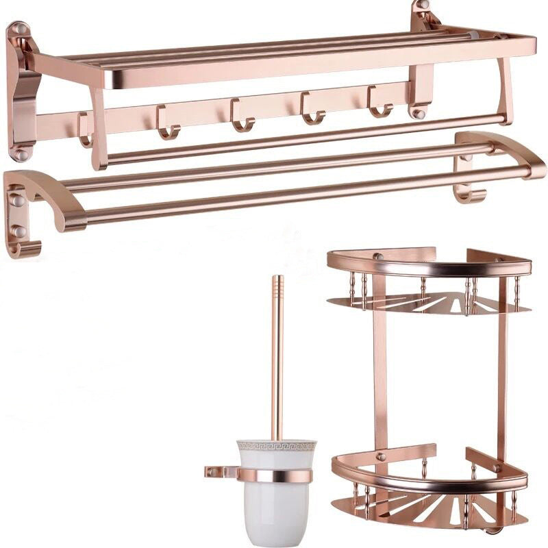 Modern 5/6-Piece Bathroom Accessory Set with Bath Shelf/Robe Hooks/Towel Bar