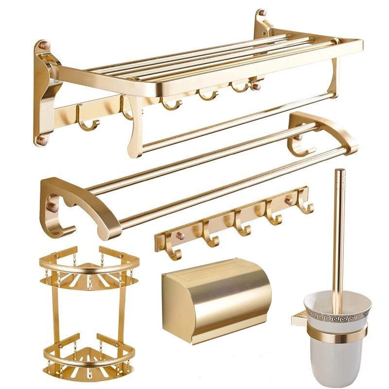 Modern 5/6-Piece Bathroom Accessory Set with Bath Shelf/Robe Hooks/Towel Bar