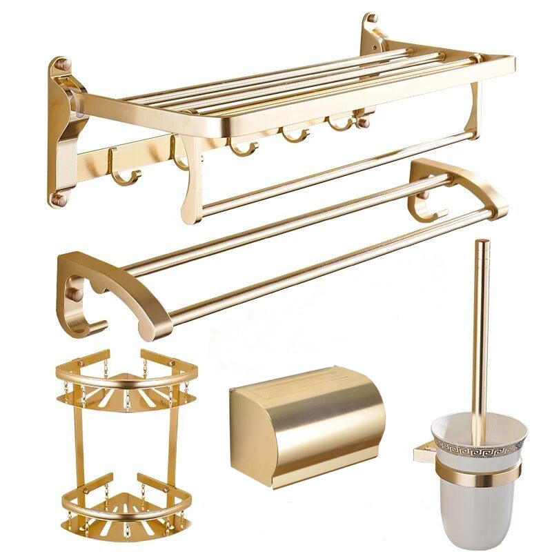 Modern 5/6-Piece Bathroom Accessory Set with Bath Shelf/Robe Hooks/Towel Bar