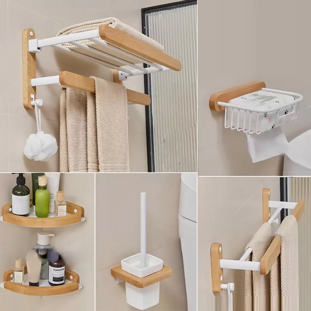 Modern Natural Bathroom Accessory As Individual Or As a Set in Solid Wood