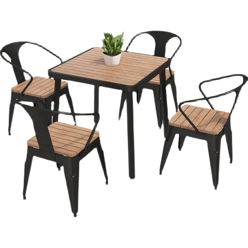Industrial Metal Outdoors Dining Chairs Open Back Patio Arm Chair