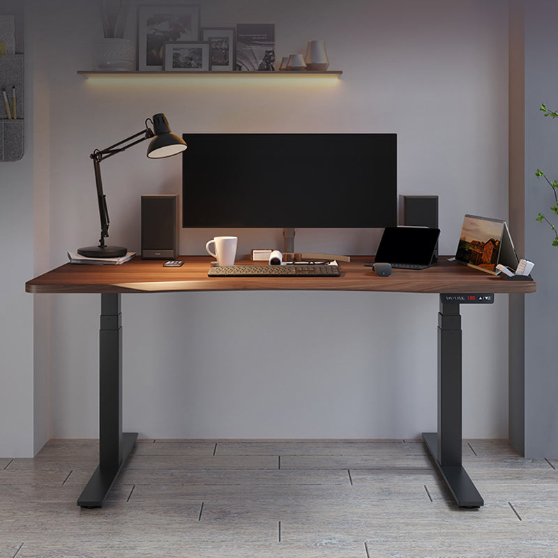 Irregular Shaped Computer Desk Table Wood Writing Desk in Brown