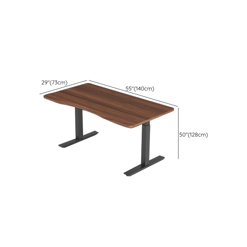 Irregular Shaped Computer Desk Table Wood Writing Desk in Brown