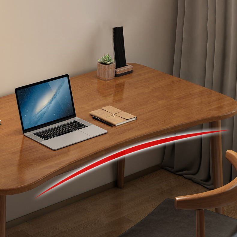 Irregular Shaped Office Table Stone Writing Desk in Brown/White/Natural