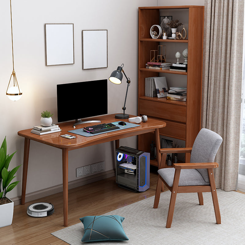 Irregular Shaped Office Table Stone Writing Desk in Brown/White/Natural