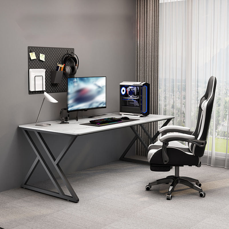 Modern Stone Gaming Desk Sled Base 29.53" Tall Computer Desk