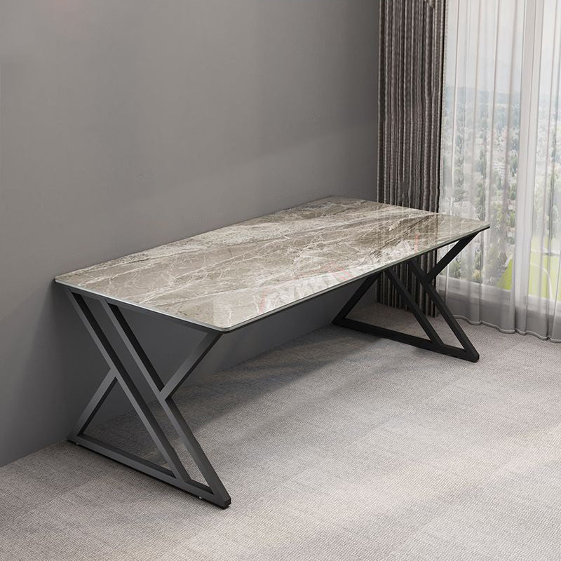 Modern Stone Gaming Desk Sled Base 29.53" Tall Computer Desk