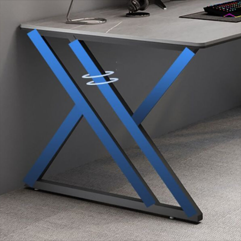 Modern Stone Gaming Desk Sled Base 29.53" Tall Computer Desk