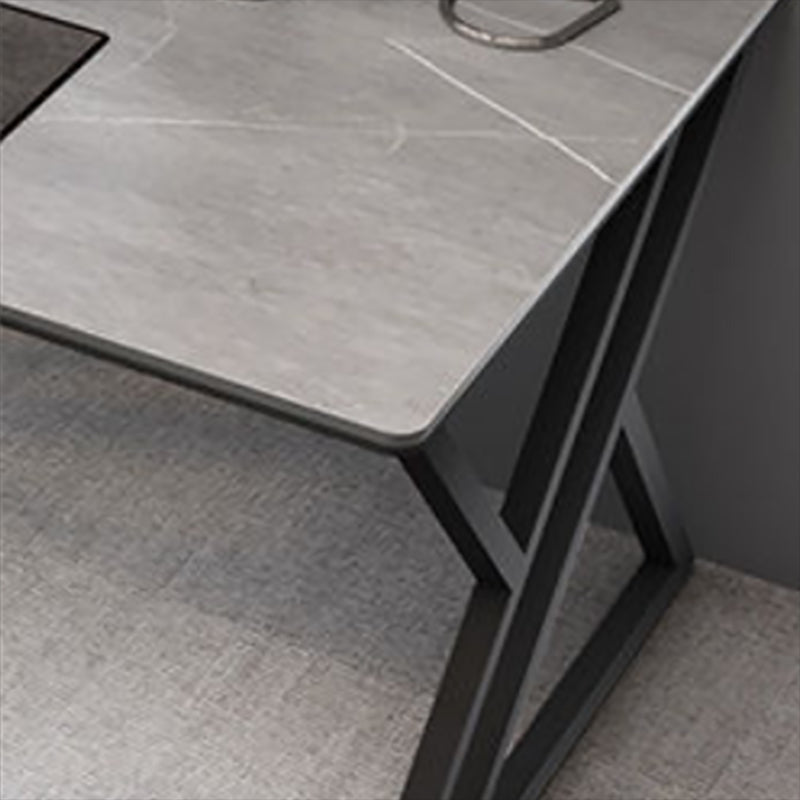 Modern Stone Gaming Desk Sled Base 29.53" Tall Computer Desk