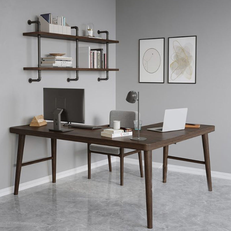 Modern Solid Wood Office Desk H-Base 29.53" Tall Writing Desk