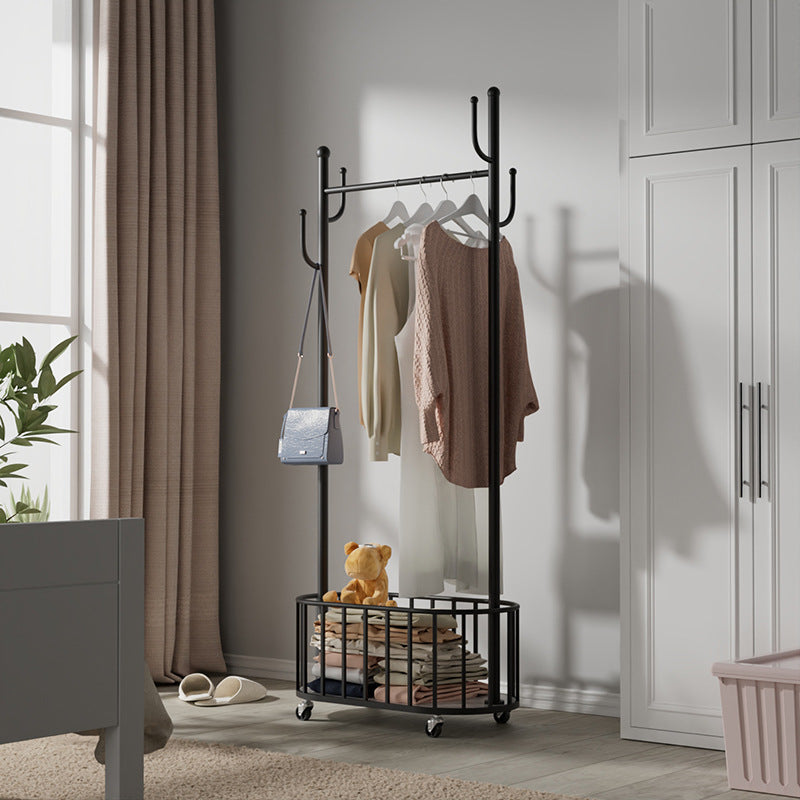 Gorgeous Clothes Hanger Basket Storage Free Standing Metal Coat Rack for Living Room