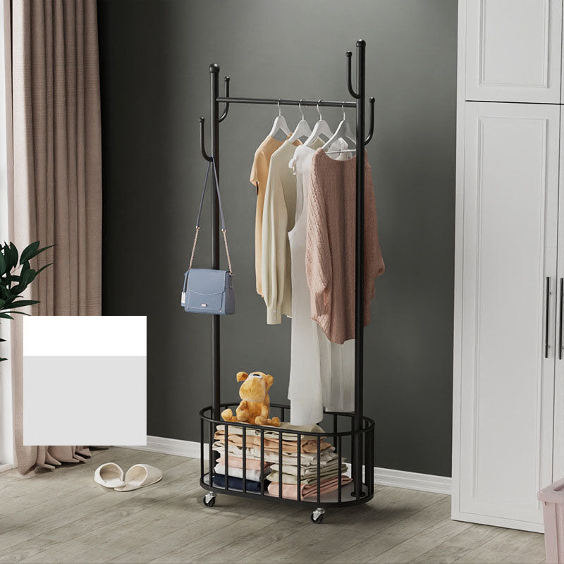 Gorgeous Clothes Hanger Basket Storage Free Standing Metal Coat Rack for Living Room