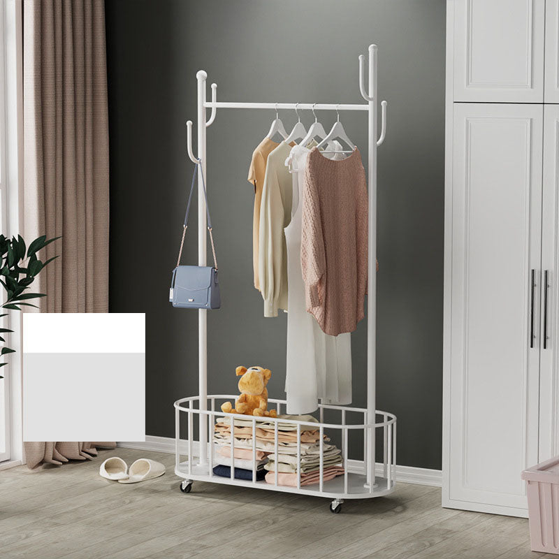 Gorgeous Clothes Hanger Basket Storage Free Standing Metal Coat Rack for Living Room