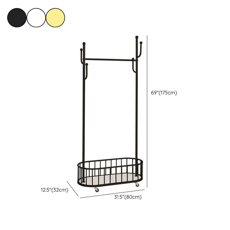 Gorgeous Clothes Hanger Basket Storage Free Standing Metal Coat Rack for Living Room