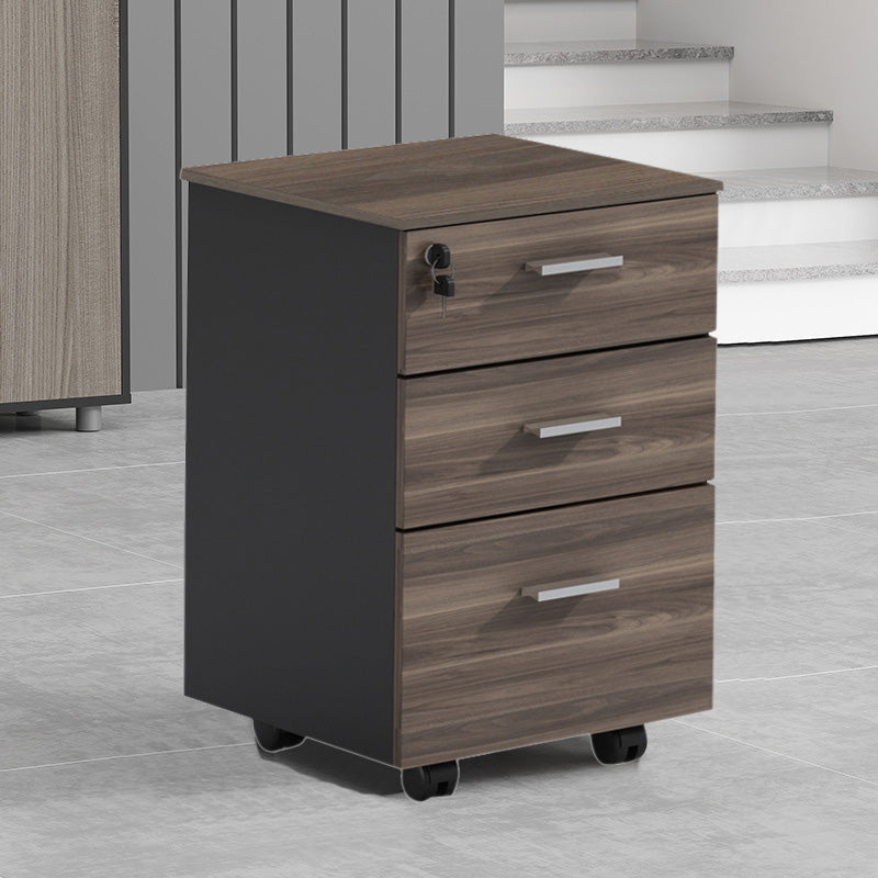 Contemporary File Cabinets Solid Wood Frame File Pedestal with Key Lock for Home Office