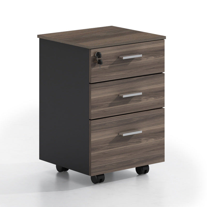 Contemporary File Cabinets Solid Wood Frame File Pedestal with Key Lock for Home Office