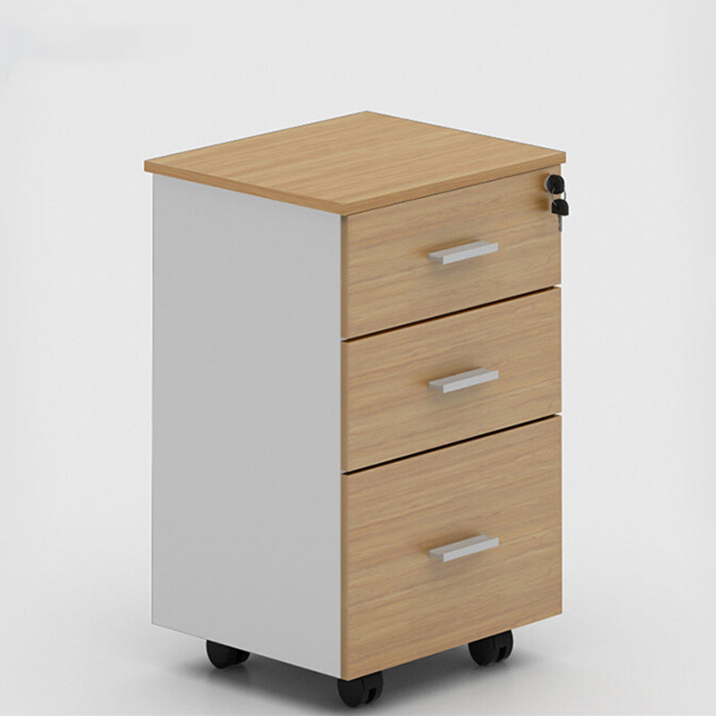 Contemporary File Cabinets Solid Wood Frame File Pedestal with Key Lock for Home Office