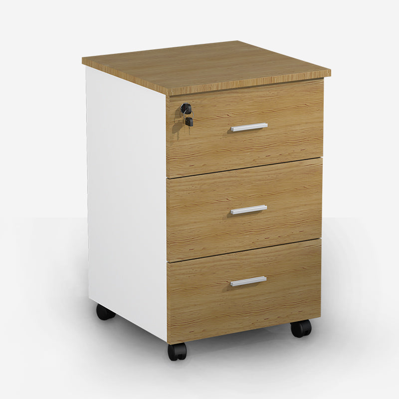 Contemporary File Cabinets Solid Wood Frame File Pedestal with Key Lock for Home Office